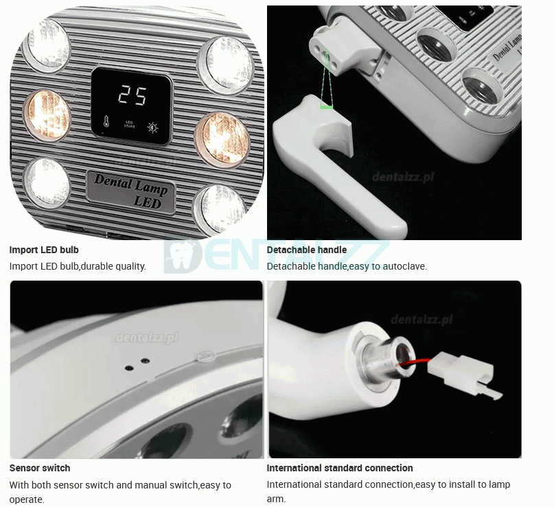 JH-09 Lampa indukcyjna stomatologiczna bezcieniowa 10W z wyświetlaczem LCD 6 diod LED